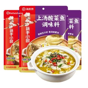 Hot Pot Spicy Sichuan Style Fish Flavoring Package Liangpin Pickled Cabbage Soup Base Home Use 3 Bags Hot Pot Seasoning