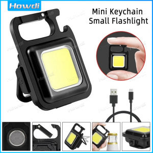 1 Set Multifunctional Mini LED Work Light Portable Pocket Flashlight USB Rechargeable Key Light