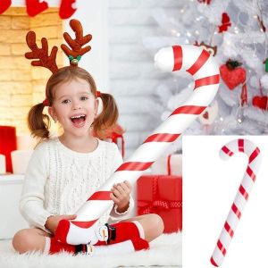 2Pcs 90Cm Inflatable Christmas Candy Cane Stick บอลลูนกลางแจ้ง Candy Canes Decor สำหรับ Xmas อุปกรณ์ตกแต่ง 2023