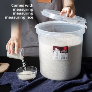Transparent Rice Bucket 5KG 10KG Kitchen Home Use Anti-Insect Moisture-Proof with Lid Grain Storage Container Chinese Style