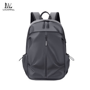 LouisWill Men Backpacks Men Shoulder Bags USB Charging Backpack Laptop Backpacks Casual Travel School Bags Dacron Solid Color Backpack Lightweight Zipper Handbags Waterproof Large Capacity Bag for Men Male