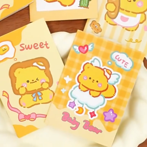 Buku Nota 奶黄小熊迷你笔记本 Custard Bear Mini Notebook 卡通小熊便签本随身记事本日记文艺简约 Cute Cartoon Bear Portable Notepad