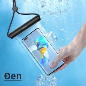 BASEUS | Túi Đựng Điện Thoại Chống Nước Baseus IPX8 Cho iPhone 13/12 Samsung Xiaomi - Túi Lặn Bơi Đa Năng Có Dây Buộc Bằng Vải Cotton TPU Trong Suốt