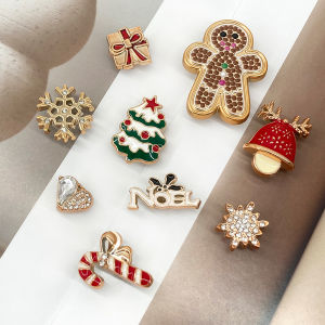 9pcs Christmas Style ABS Waterproof Shoe Charms Detachable Shoe Decorations Suitable For Crocs Clogs Beach Bag Best Gift Idea