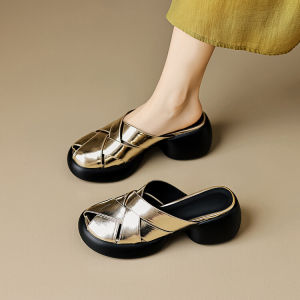 Fashionable Zhang Tiansheng High Heel Plataform Sandals for Women Summer Cool Mesh Strap Cushioned Sole Thick Leather Handmade