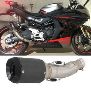 Titanium alloy For CFMOTO 450SR 2022-2024 Motorcycle Exhaust Escape Modify Mid Link Pipe Carbon Fiber Muffler Tail pipe