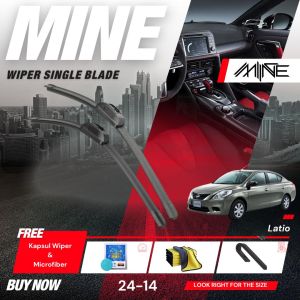 Wiper Frameless Single Blade NISSAN LATIO 1 Pasang (FREE BONUS)