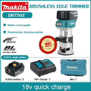 Makita DRT50Z 18V LXT Brushless Cordless Woodworking Trimmer 30000RPM 6.0Ah Li-Ion Battery - Cordless Power Router for Carpenter