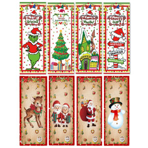 Decorative Christmas Hanging Flags Set for Wall and Porch Holiday Home Decor Bright Colors