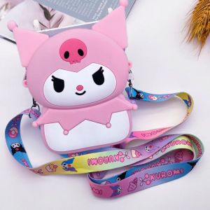 Tas Slempang koin 3D Kuromi Anak Sling Bag Dompet Mini Koin Silikon Serbaguna waterproof