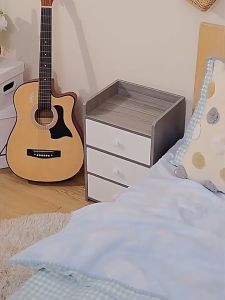 HOGO Nordic Style Bedside Table Simple Bedroom Locker Modern Home Mini Storage Cabinet with Lock Office Private Shelving