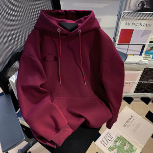 สไตล์อเมริกัน ผ้าฝ้าย เสื้อฮู้ด เสื้อแจ็คเก็ต มีฟองน้ำ ผ้าขนแกะ หนาขึ้น โรงเรียนมัธยมมัธยม เสื้อท่อนบน สไตล์วิทยาลัยพิมพ์ด้วย กระเป๋าเสื้อ