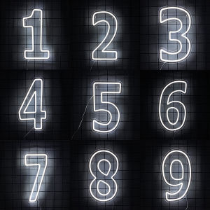 Number 0-9 Neon SignWhite LED Neon Digit Sign for Wall DecorUSB Light Up Signs for Birthdays Party Anniversary Home Wedding