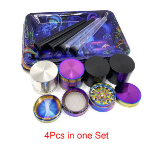 Metal Rolling Tray 7.1X4.9in with 115MM King Size Plastic Tube 40mm Zinc Alloy Herb Grinder 4-layer Crusher Smoking Accessories