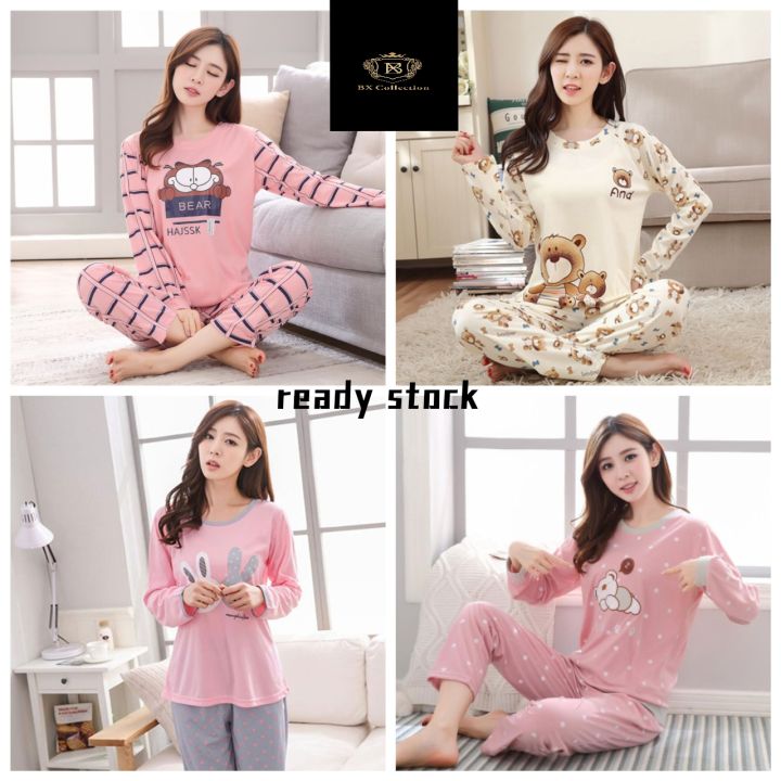 💥Ready stock in Malaysia💥 Women pyjamas sleepwear pajamas shirt+ long ...