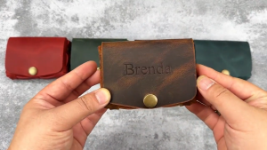 Personalized Leather Playing Card Case Full Grain Leather Poker Deck Holder with Custom Name Gift for Card Player T09-LPCC