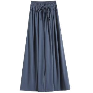 JIANGLU | กางเกงกระโปรงผ้าไหมน้ำแข็งไซส์ใหญ่แห้งเร็วสำหรับผู้หญิงในช่วงฤดูร้อน เอวสูง กระโปรงทรงหลวม ขาบาน กางเกงขายาวลำลอง