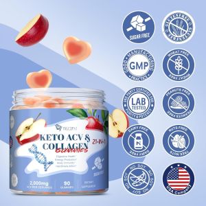 21 in 1 Keto ACV & Collagen Gummies Sugar Free Apple Cider Vinegar Gummies with Biotin Probiotics Vitamins for Healthy Hair Skin Nails & Digestive Support Apple Flavored