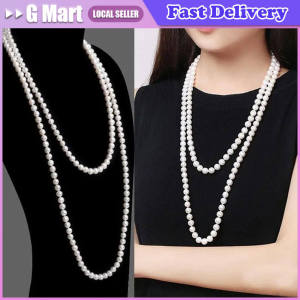 New Pearl Necklace Women Long Dress Accessories Double Layered Sweater Chain Light Luxury Necklace