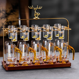 Luxury Crystal Glass White Wine Cup Set Chinese Style One-Piece Two-Ounce Cup Divertor Cup Holder Home Use Drinkware Set