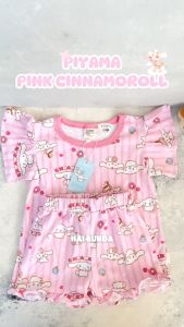 LIBBY Setelan Piyama Oblong Anak Kecil Perempuan | Oblong Pendek Panjang Celana Pendek Panjang | Sanrio Characters | Pink Cinnamoroll