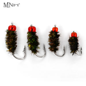 10Pcs 18# 16# 14# 12# Mini Insect Worm Fly Fishing Hook Red Bead Head Flies Spoon Spinner Bionics Lure Bait Vib Jig Sharp Hook