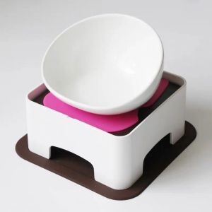 New White Export Foreign Trade Minor Flaw Jarre Aero Bull Flat Face Special Dog Bowl Dog Food Bowl Oblique Dogs and Cats Ceramic Bowl
