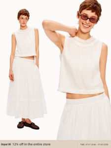 Boho Holiday Suit Vest Top A-line Long Skirt