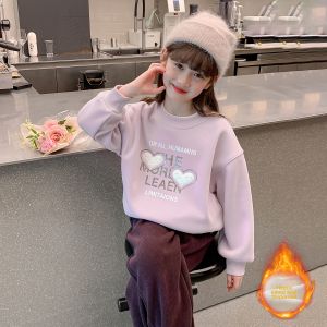 SQTN.KIDS | New Cute Fleece Thickened Girls Hoodie Winter Clothing