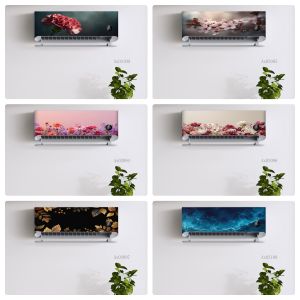 Floral Ocean Fluid Art Air Conditioner Stickers Self Adhesive Waterproof Anti Scratch AC Unit Skin Cover for Indoor HomeCrafts
