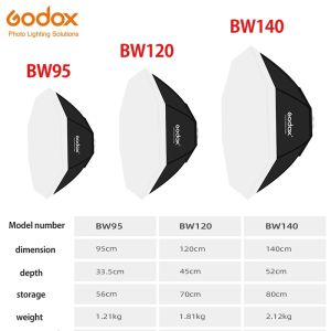 Godox Softbox 95ซม. 120ซม. 140ซม.แฟลช Speedlite กล่องนิ่มแปดเหลี่ยมพร้อมที่ยึด MS200 QT600 SK400II