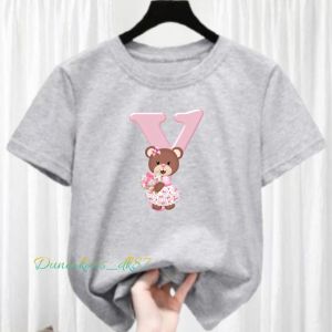 Kaos Anak Cewek Motif Y Beruang Kaos Oblong Anak Perempuan Lengan Pendek 2-12 Tahun