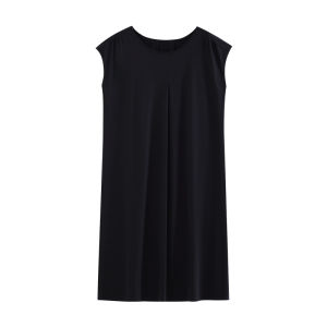 yuenei | Summer Modal Sleepwear Womens Chemise With Chest Pad Long Thin Short Sleeve Large Size Casual Home Clothes Round Neck Pure Color