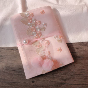 Leaflet-Warm Cherry Golden Flash Embroidered Girl Heart Journal Book Lace Hand Account A5a6 Simple Diary Notebook