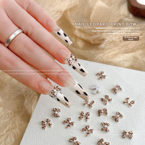 30-120pcs Leopard Print Bow Nail Charms Y2K Style Resin Bowknot Nail Art Decoration Bow Ribbon DIY Nail Accessories