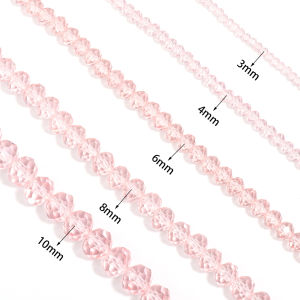 3/4/6/8/10mm Faceted Pink Clear Glass Crystal Rondelle Beads Colorful Loose Spacer Beads For Jewelry Making DIY Bracelet