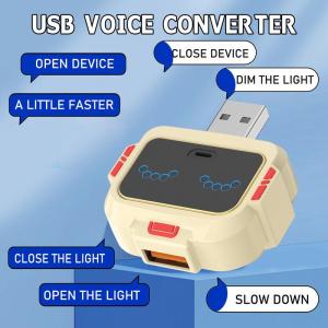 Voice Control Smart USB Socket Converter Lamp Protection Lights Switch Expansion Docking Station -English Voice Control Socket
