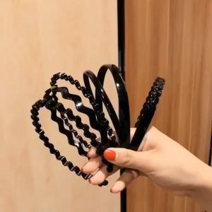 Băng đô cài tóc Nam nữ Răng Cưa Bằng Nhựa Bóng Chống Trượt Màu Đen Phong Cách Hàn Cực Đẹp