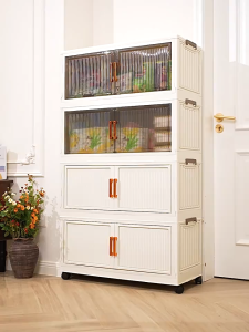 Keycool Foldable Storage Cabinet Stackable Storage Box Double Doors Storage Organizer Indoor Multicoloured