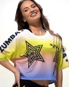 Baju Atasan Olahraga Wanita Zumba Crop Top Full Printing bukan sablon