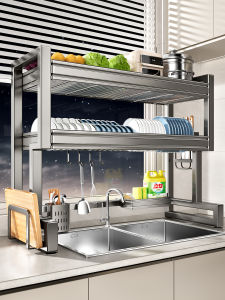 Kitchen Sink Storage Rack Multi-Function Bowl Dish Draining Shelf Dishwasher Upper Shelf Utensil Drainage Stand Organizer