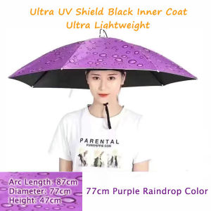 Anti UV Protect Windproof Holdless Umbrella Cap Hat Jogging Fishing Golf Beach Payung Topi Memancing