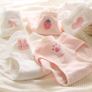 Pure Cotton Triangle Panties Girls Lace Edge Japanese Style Cute Butterfly Knot 5 Pieces Womens mid Waist Large Size Shorts