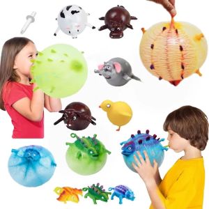 3/6 PCS Childrens Fun Dinosaur Ranch Animal Inflatable Balloon Squeezing Soft Ball Balloon Party Fun Game Gifts