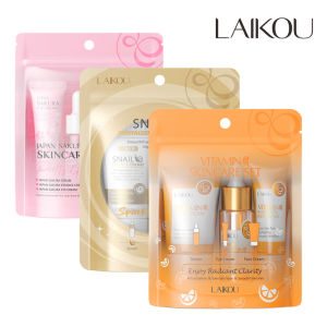 3 ชิ้น/เซ็ต LAIKOU Skin Care ชุดวิตามิน C SAKURA Snail Essence Serum & Eye Cream & Face Cream Moisturizer ขนาดเดินทาง Skincare ชุด