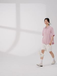 《409》 Semir เสื้อคาวบอยผู้หญิงกลางความยาวไหล่หลวม2025ฤดูร้อนใหม่เสื้อแขนสั้น Lazy