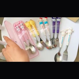 Student Cutlery 2-Piece Set: Sanrio Stainless Steel Fork & Spoon