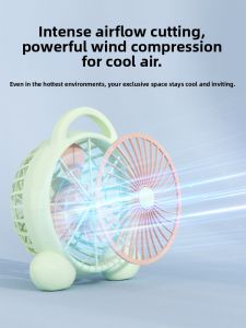 MONLEYTA | Desktop Electric Fan Lightweight Office Bedroom Student Dormitory Small Fresh Style Rice Hull Material Page Turning Fan