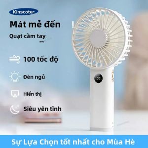 Quạt USB Mini Cầm Tay Di Động Với Pin Sạc 3600mAh Đèn Ngủ Điều Khiển Tốc Độ Vô Cấp - Quạt Làm Mát Cá Nhân