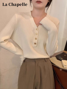 Slimming V-Neck Long Sleeve Knitted Base Shirt Spring Autumn 2025 New French Style La Chapelle Womens Fashion Top